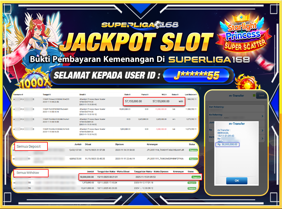 SUPERLIGA168 JACKPOT STARLIGHT PRINCESS SUPER SCATTER Rp.50,000,000-LUNAS